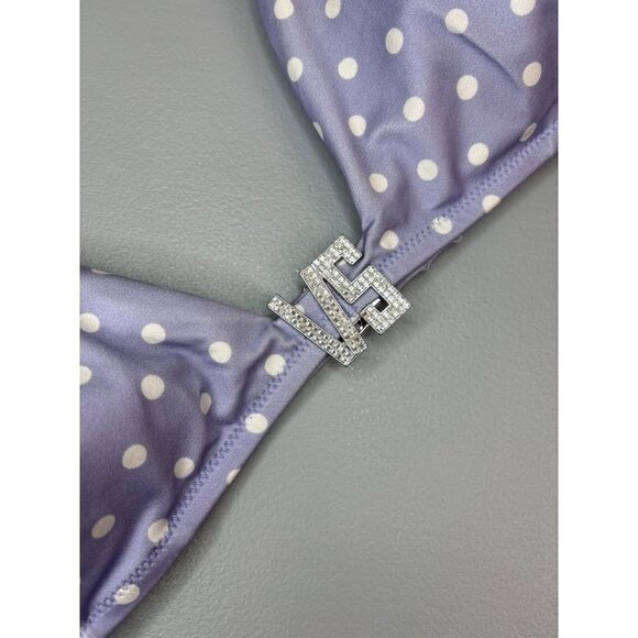 Victoria's Secret women's XXL purple white dot bling halter triangle bikini top - Picture 3 of 6